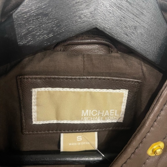 MICHAEL KORS BROWN LEATHER QUILTED MISSY NOTO JACKET 10/10 CONDITION - Picture 8 of 10